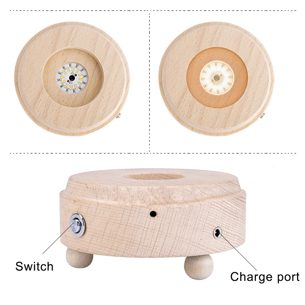3D хрустальный шар деревянная музыкальная шкатулка светящийся Bluetooth динамик с