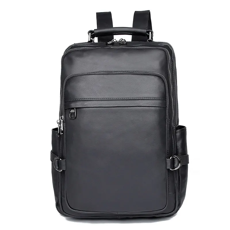 Genuine Leather Backpack Men Vintage Laptop Backpacks for school bag Travel backpack male bag 2752A - Цвет: Black
