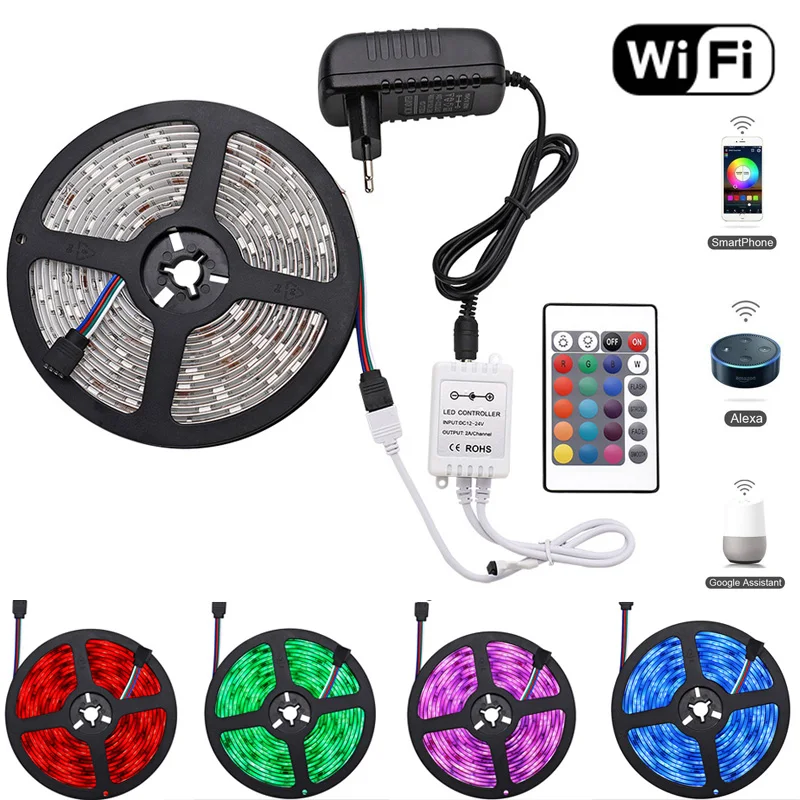 

Smart Home Lighting RGB LED Strip Light WIFI Waterproof Tape LED Ribbon DC 12V Works With Amazon Alexa