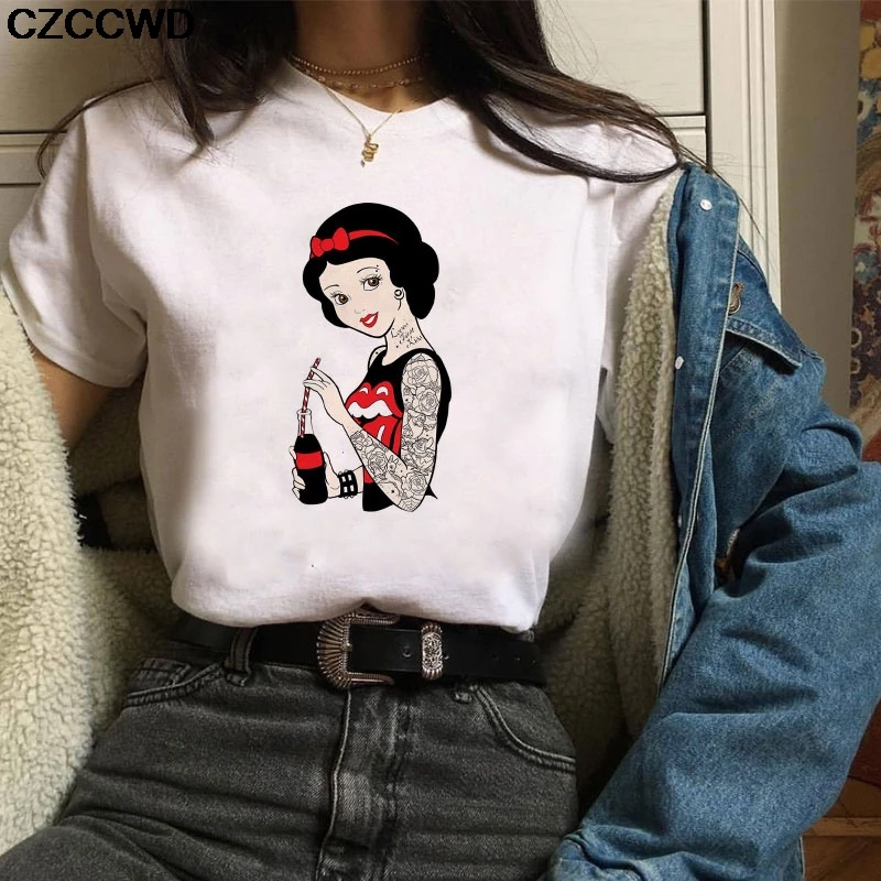 Poleras Mujer De Moda летняя футболка женская принцесса принт Vogue Harajuku Эстетическая футболка плюс размер футболка camiseta Mujer