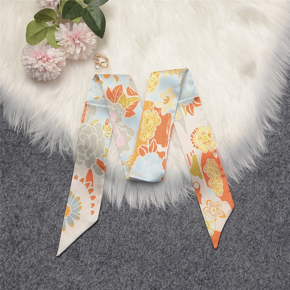 Mode Sommer Schal 2024 Marke Design Frauen Dünne Tasche Schals Haar Band Neck Silk Schal Damen Foulard Halstuch Stirnband – Detail 16