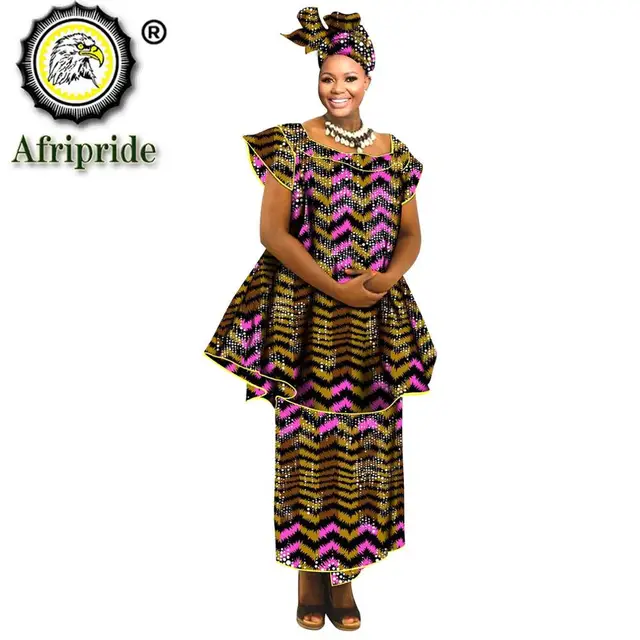 African Clothes for Women Crop Top Midi Skirt Match Print Headwraps Set Dashiki Outfits Plus Size Outwear Ankara Attire S2026015 674-15