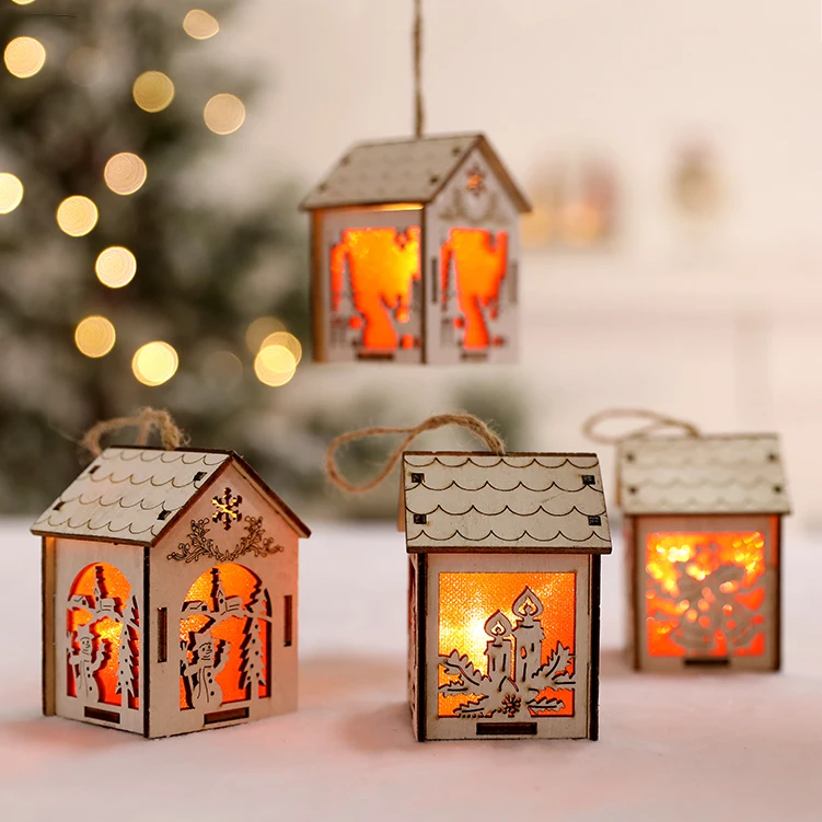 

Christmas ornaments wooden lighting elk small house props mall hotel window bar interior decoration supplies