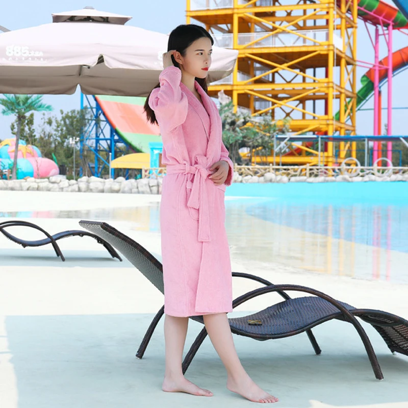 Solid Hotel Robe Cotton Robes Toweling Terry Robe Lovers Men And Women Bathrobe Soft Sleeprobe Female Casual Homewear