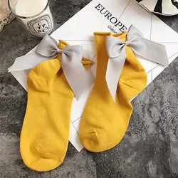 Summer 1 Pair Lolita Style Japanese Maiden Lovely Woman Candy Color Bow Short Cotton Socks High Quality sexy socks