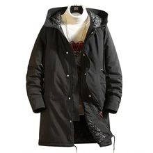 Зимняя мужская куртка с капюшоном, новинка, тонкое длинное пальто Parker, плотное теплое одноцветное ветрозащитное водонепроницаемое пальто большого размера, черная куртка 6XL