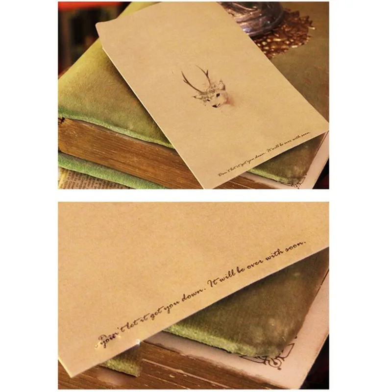 10 шт./лот, креативные лесные олени, открытки с конвертом, поздравительные открытки, канцелярские товары, школьные принадлежности, Подарочный конверт