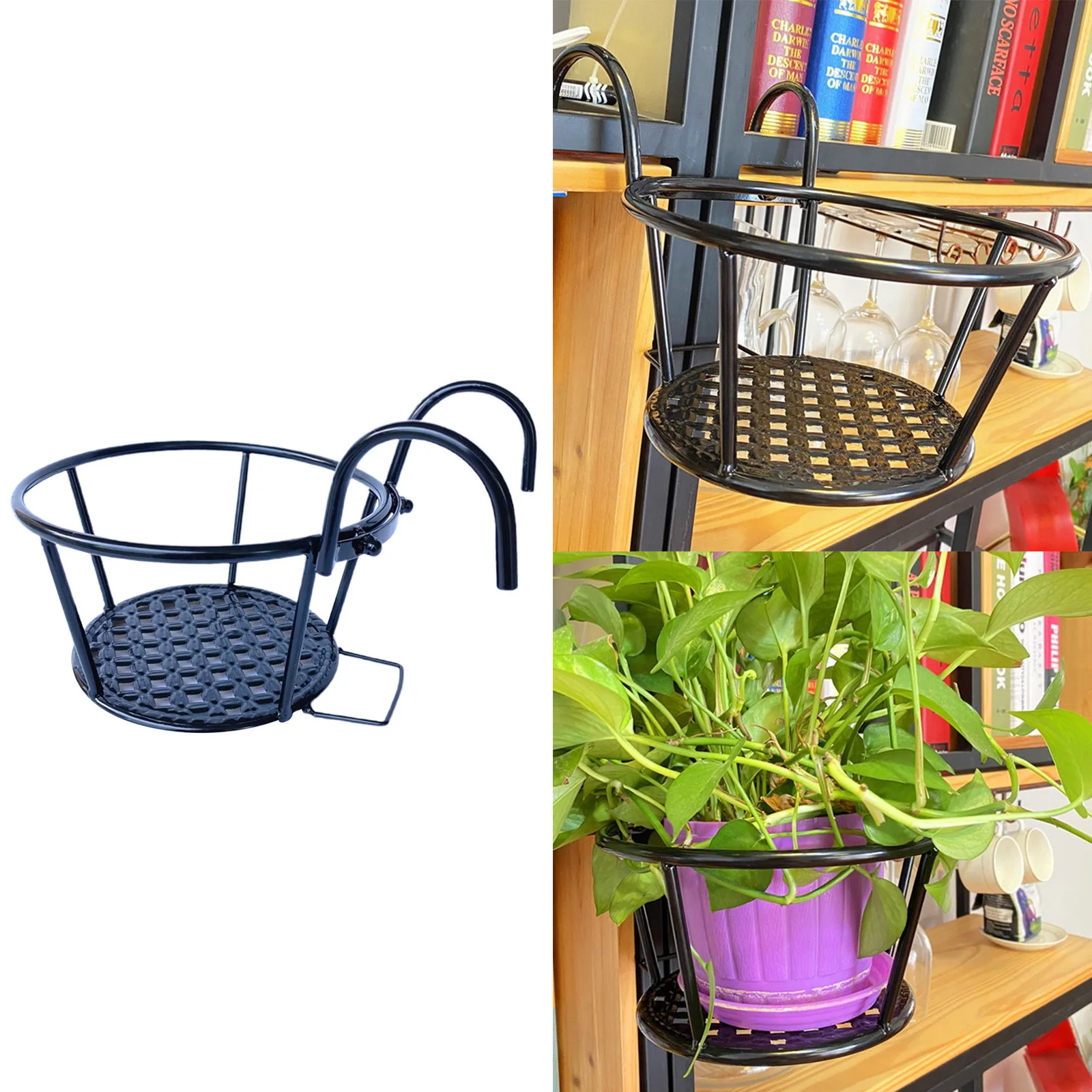 

ing Railing Planter Flower Pot Holder Plant Holder for Indoor and Outdoor Use