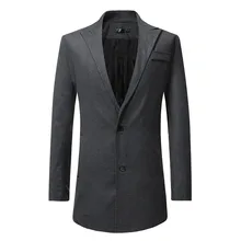 Мужской костюм, Осень-зима, приталенный, длинный рукав, пиджак, Тренч, топ, Мужской Блейзер, casaco masculino, d90726