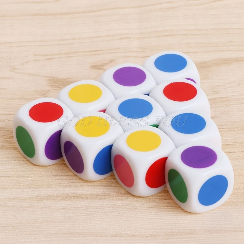 

10 Pcs/set 15mm Multicolor Acrylic Cube Dice Beads Six Sides Color Dice Portable Table Games Toy Drop Shipping