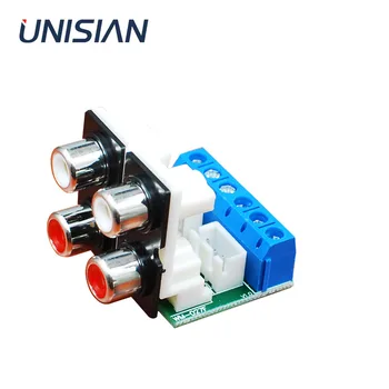 

UNISIAN Audio signal board Four channels RCA to double 3pin 2.54 5.08 connector module for home amplifier sound system