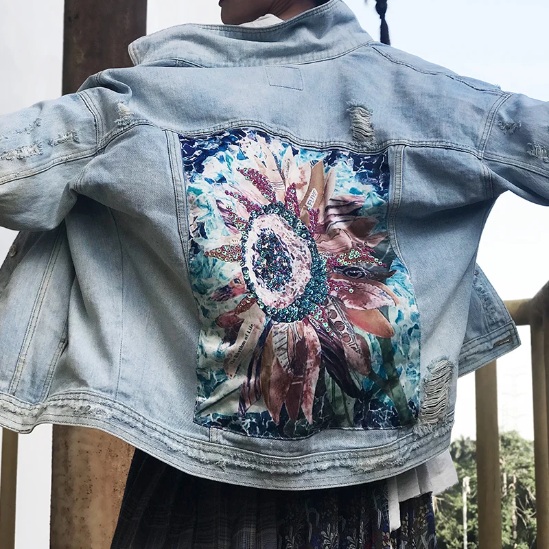 2021 Boho Women Denim Jackets Casual 