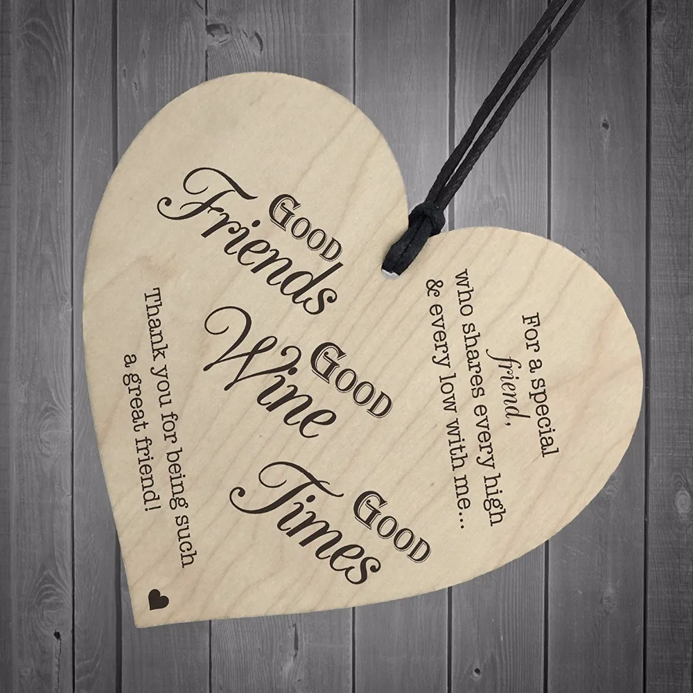 5-Meijiafei-Good-Friends-Good-Wine-Good-Times-Wooden-Hanging-Heart-Friendship-Alcohol-Plaque