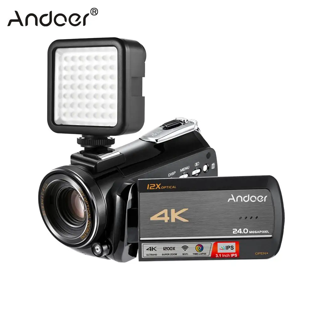 

Andoer AC5 4K UHD 24MP Digital Video Camera Camcorder Recorder DV 3.1 Inch IPS Touchscreen 12X Optical Zoom Time-Lapse Camera