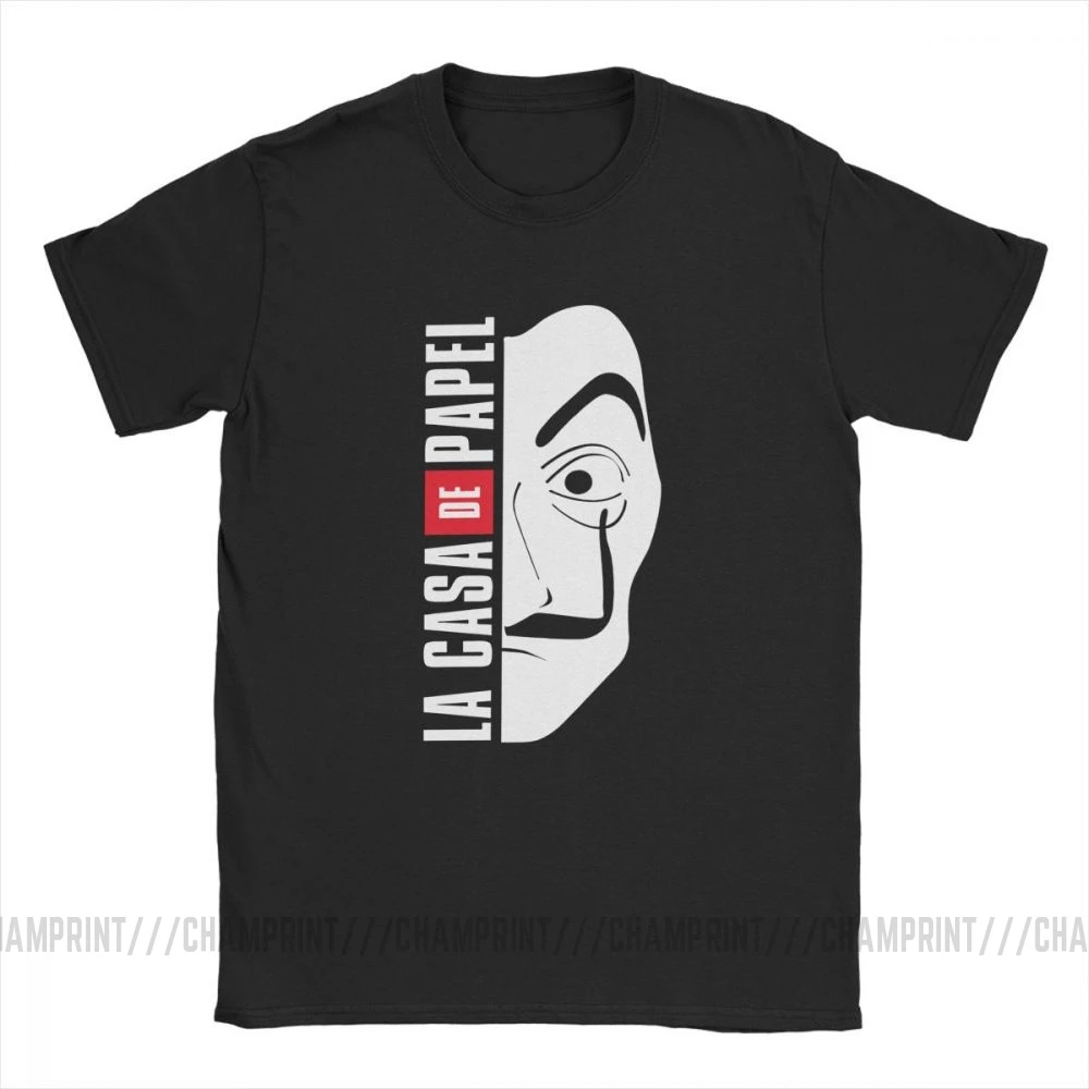 Мужская футболка La Casa De Papel Mask винтажный бумажный дом из 100% хлопка с круглым