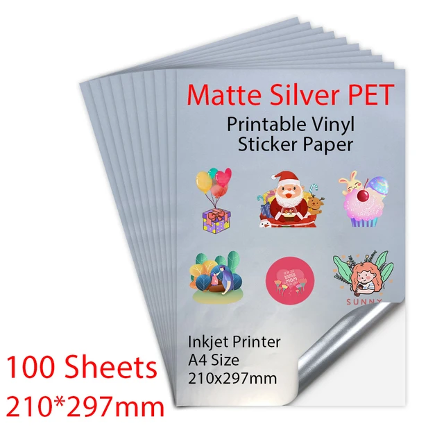 10 Sheets Vinyl Sticker Paper A4 Size Printable Vinyl Paper Sheet Matte  Silver Adhesive Label Sticker Waterpfoof Decal Craft - AliExpress