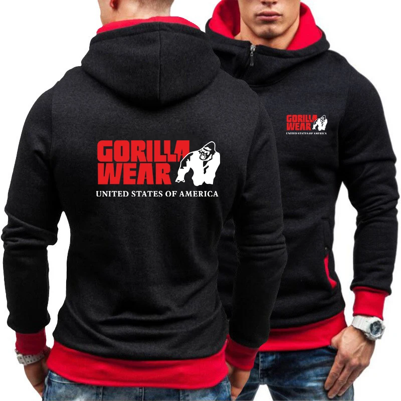 Толстовка мужская с капюшоном на молнии пуловер и длинным рукавом одежда gorilla