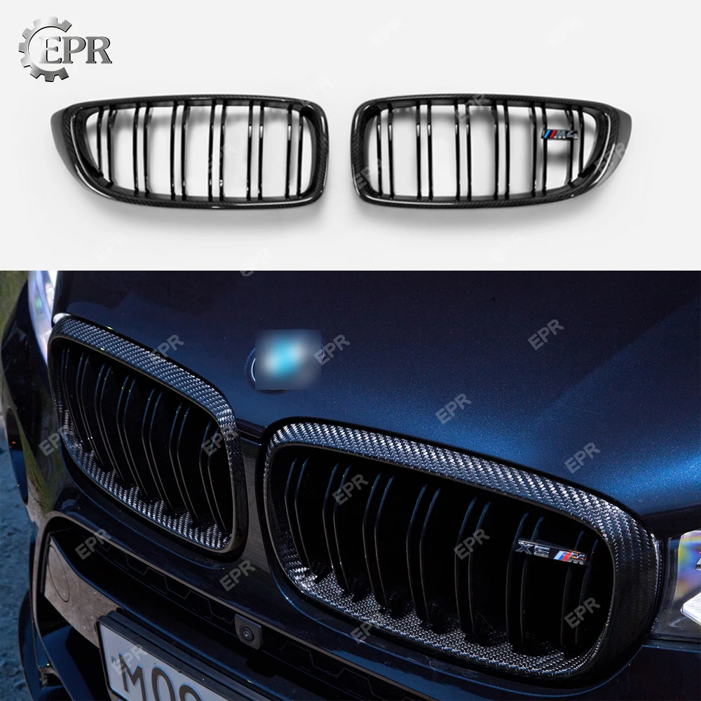 

For BMW Real F82 F83 M4 Carbon Fiber Front Grille Trim Black Type Pair