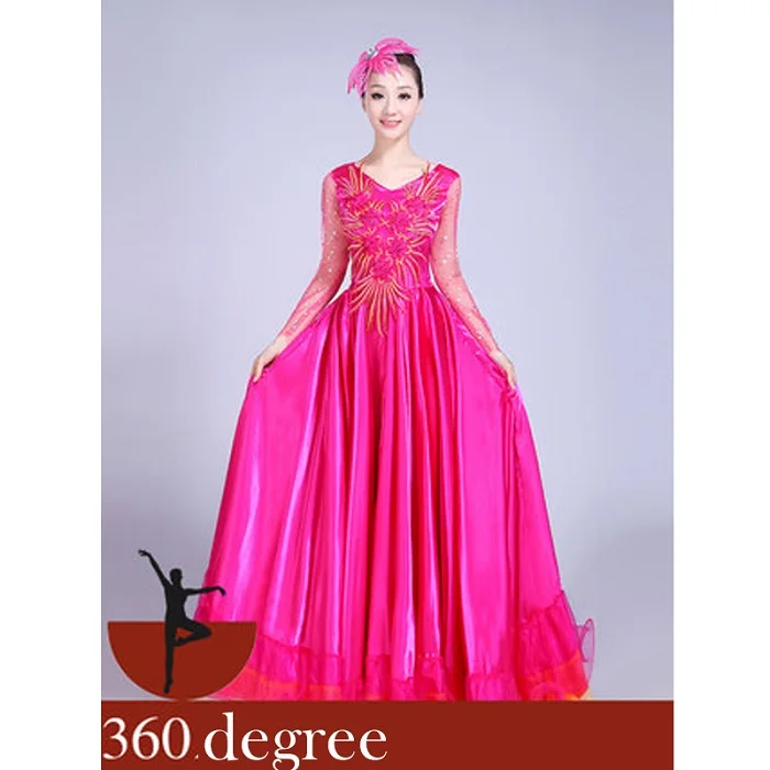 4 цвета Женская Плюс Размер юбка для танца живота испанское фламенко платье Женская сценическая хор одежда команды кружева Bullfighting юбка DL4203 - Цвет: 360 degree
