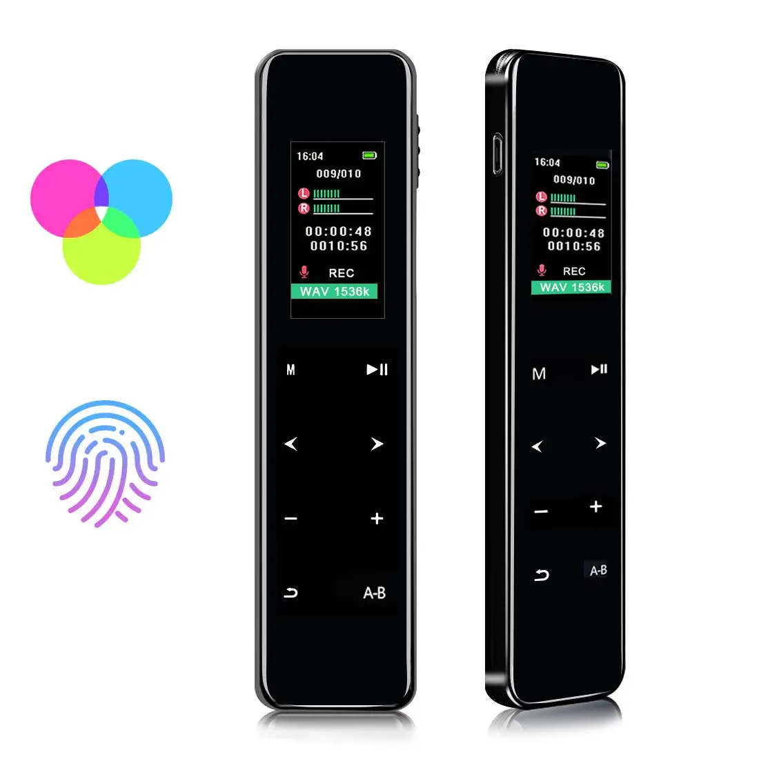 

Digital Voice Recorder Touch Screen Voice Activated Recorder Rechargeable 16G 1536kbps Stereo HD-Audio Recording Device
