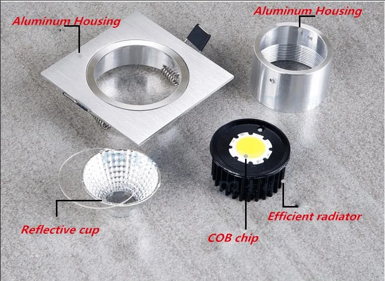 Dimmable встраиваемый COB светодиодный светильник 7 Вт 9 Вт 12 Вт светодиодный точечные потолочные светильники 85-265 в Теплый Холодный белый светодиодный потолочный светильник Внутреннее освещение