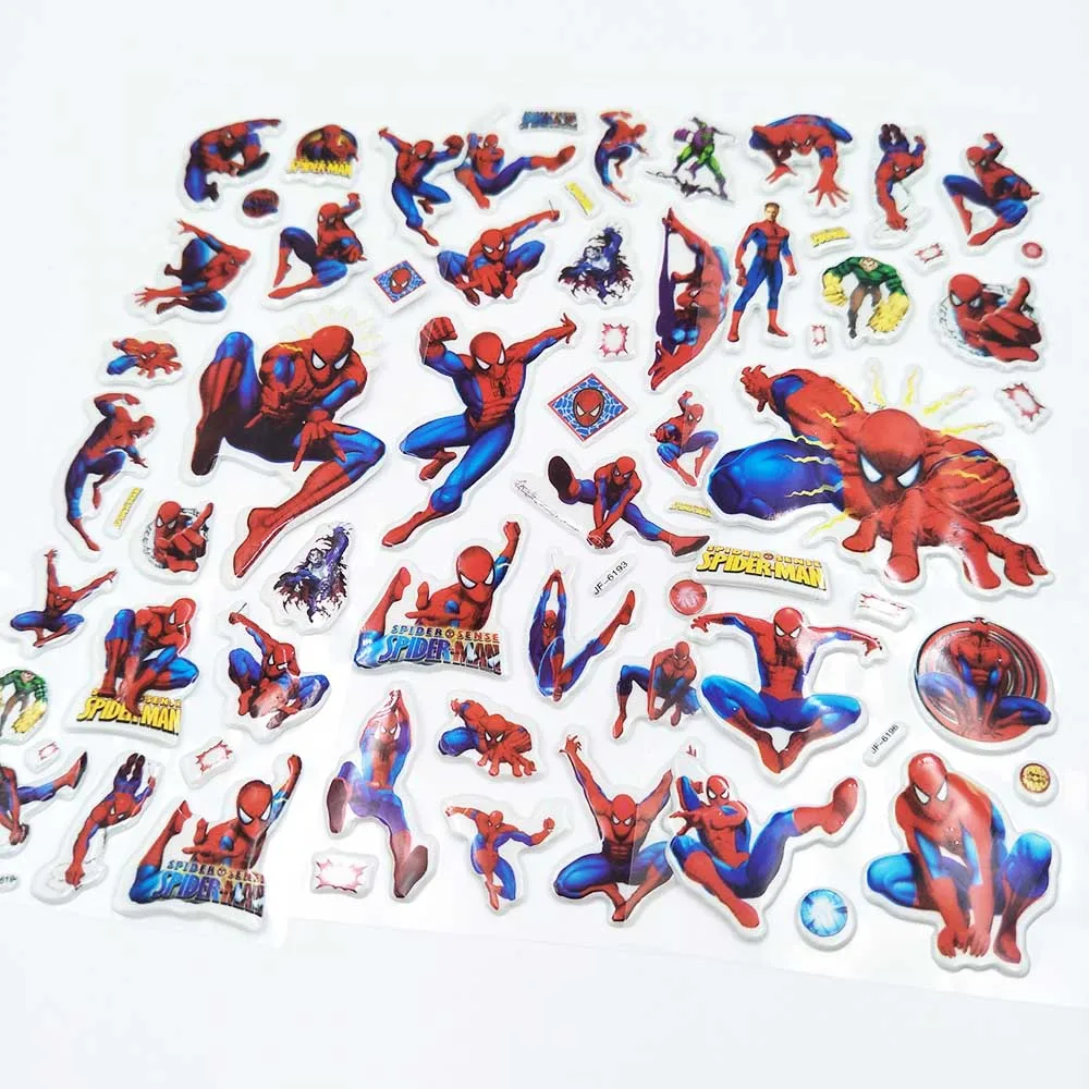 

6pcs Spider-Man Cartoon Sticker Children's Birthday Gift ToyChild Reward party favors DIY Cute 3D Stereo PVC Bubble Sticker