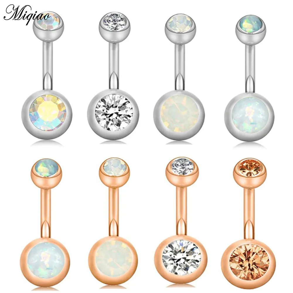 

Miqiao 1pcs Urgical Steel Single Crystal Rhinestone Belly Button Navel Piercing Ombligo 5/8mm Piercing Body Jewelry