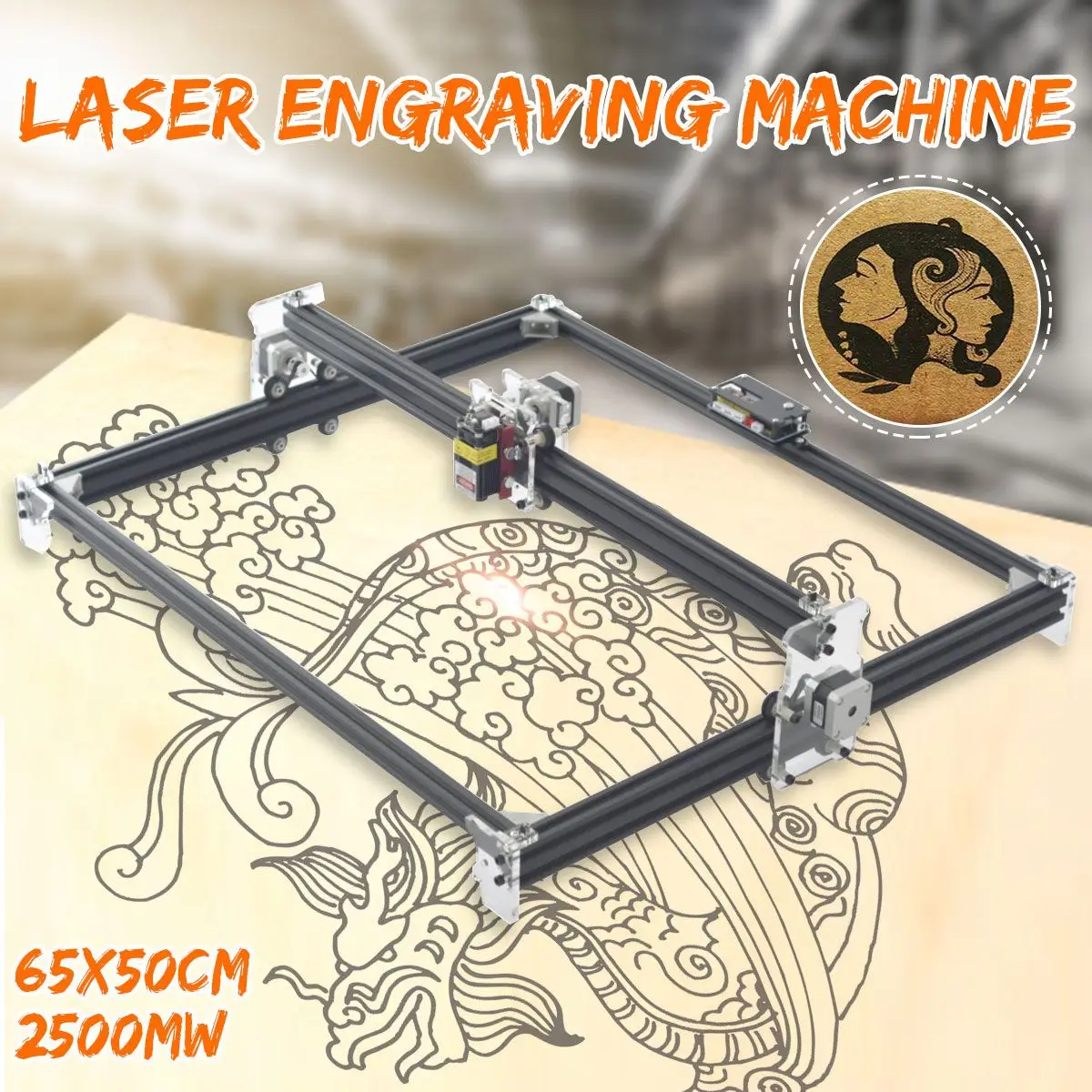 

2500mW Professional 65*50cm Automatic Desktop Mini CNC Laser Engraver Cutter Home DIY Tool Engraving Wood Cutting Machine Router