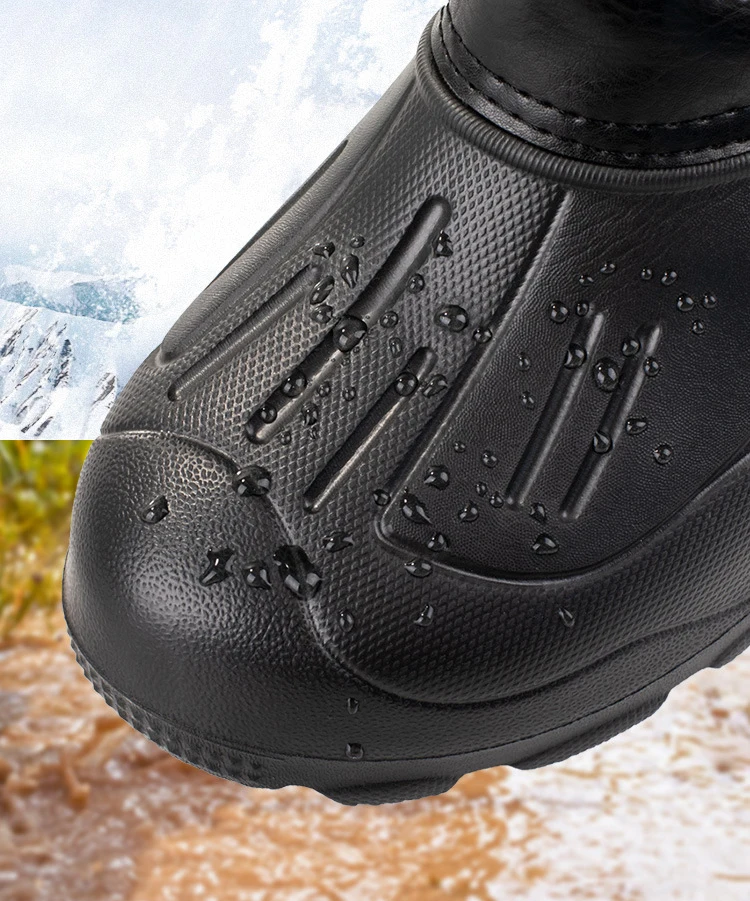-45 Degree Winter Camouflage Snow Men Boots Rain Shoes Waterproof With Real Wool Warm Male Casual Mid-Calf Work Fishing Boot