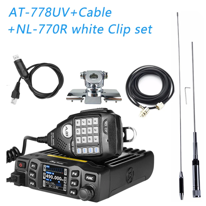 AnyTone AT-778UV II Dual Band Transceiver Mini Mobile Radio Station VHF 136-174 UHF 400-480MHz Amateur Radio  Walkie Talkie 25W walkie talkie set Walkie Talkie