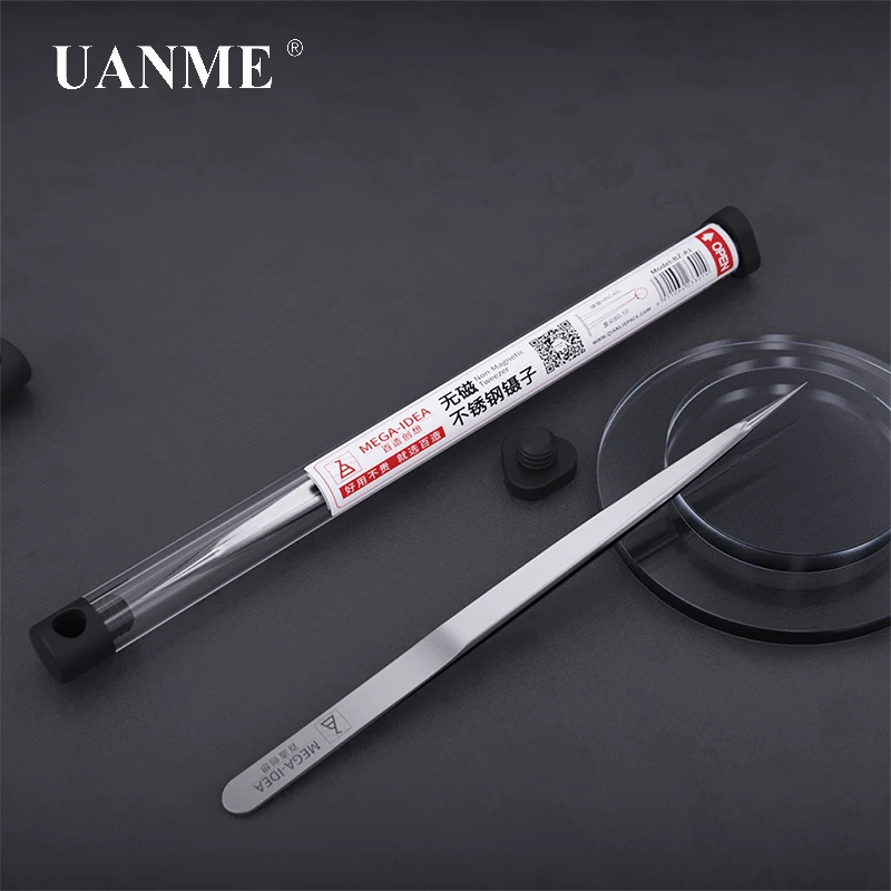 UANME 0.1/0.15mm Precision Stainless Steel Magnetic Curved Straight Tweezers For Cell Phone Tablet Computer Repair Hand Tools