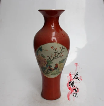 

Jingdezhen porcelain tabletop vase creative ornament China red porcelain vase flower ware Jingdezhen porcelain household ornamen
