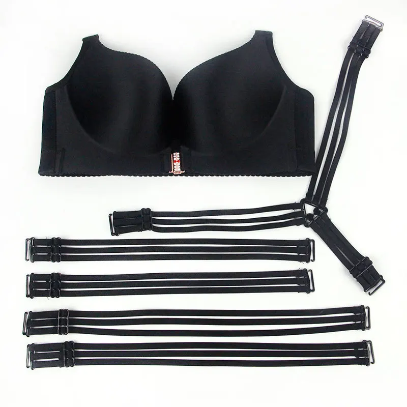 Goedkoop Zwart Sexy Push Up Bras Plus Size Vrouwen Voorsluiting Bh Lingerie Verstelbare Riem Naadloze Bralette Grote Maat D E cup Brasier