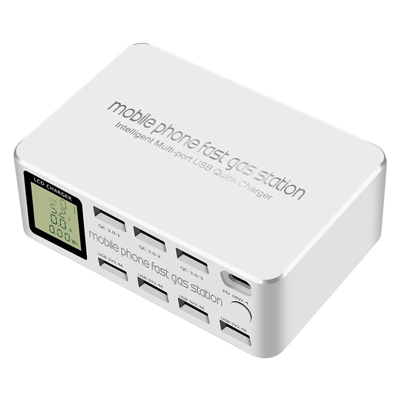 AIXXCO 8 портов Смарт USB зарядное устройство 100 Вт Быстрая зарядка 3 0 PD LCD Мульти