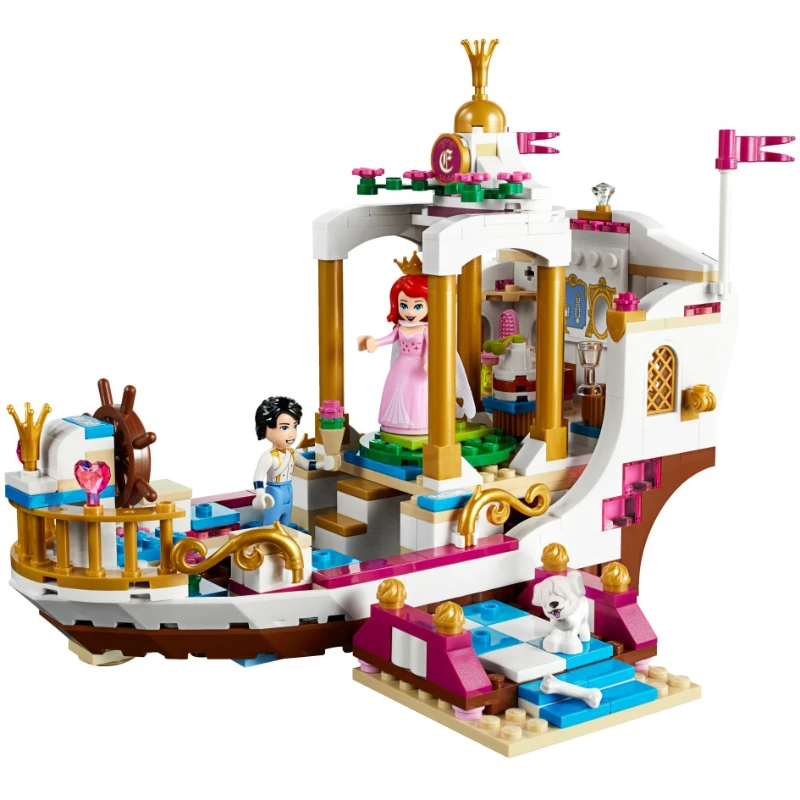

Princess Ariel's Royal Celebration Boat Building Blocks Bricks 41153 Legoings Princess Mermaid Ariel Figures Model Toys Gift