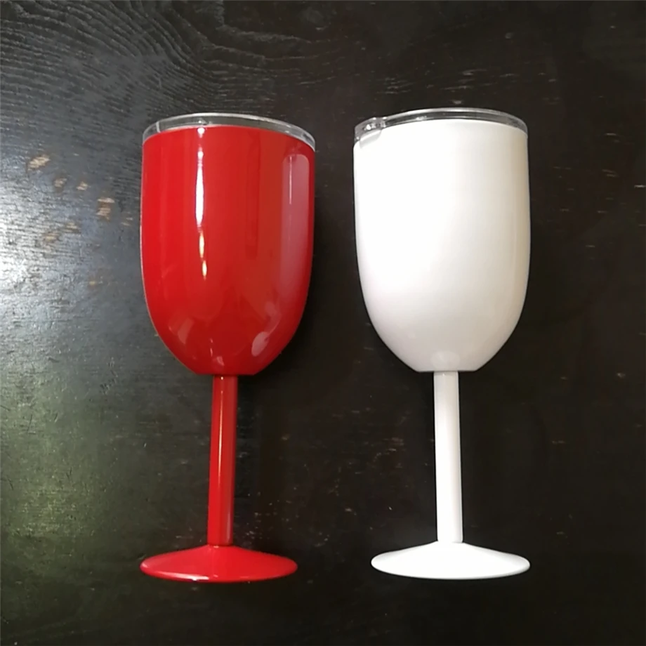 

100pcs/Lot 10oz/300ml Wine Goblet Sublimation Beer Glass Champagne Tumbler 304 Stainless Steel Insulated Vacuum Mug Beverage Cup
