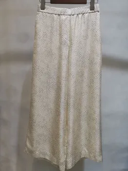 

2020 Women Wide Leg Pants Elastic Waist Colorful Dot Print Loose Thin Long Trousers For Spring Summer