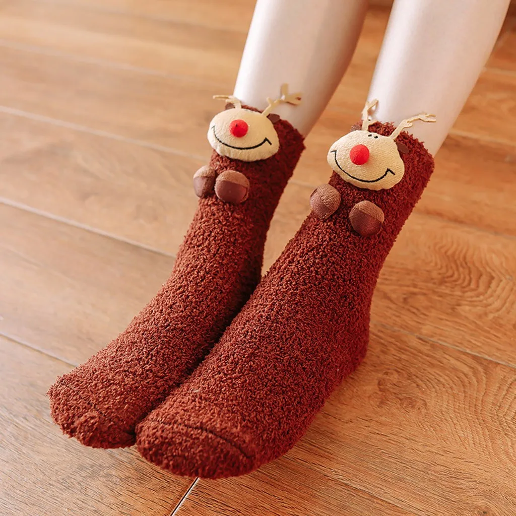 Рождественские Женские мягкие домашние носки, аксессуары, 1 пара, женские пушистые носки, теплые зимние уютные домашние носки, рождественский подарок