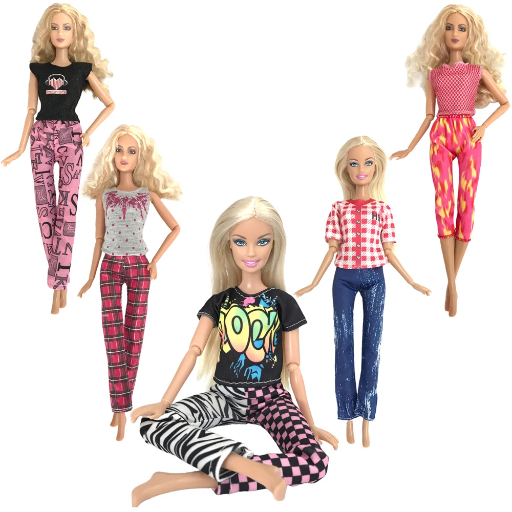 Kit Atacado 5 Casual Roupas + 5 Sapatos P/ Boneca Barbie