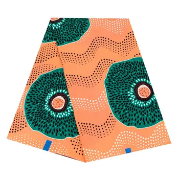 

Orange African Print Real Wax Fabric For Wedding Dress Suit 6Yards Print Sewing Batik Cloth Fabric Ankara Veritable Wax Fabric