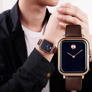 

Couple Quartz Watch Innovative Starry Sky Rectangular Dial Men Women Wrist Watch hh88