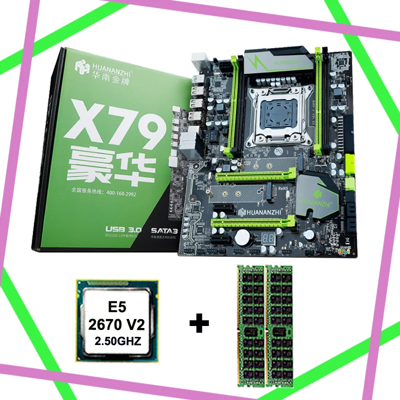 #Special Offers Discount HUANAN ZHI X79 motherboard with CPU with M.2 slot 4 RAM slots Intel Xeon E5 2670 V2 2.5GHz RAM 16G(2*8G) DDR3 1600 RECC