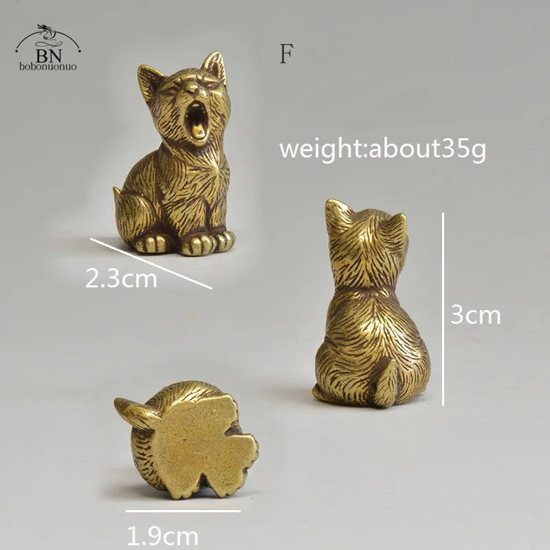 8 Styles Available Brass Cute Cats Figurines Miniatures Desktop Ornaments Classical Small Animal Tea Pet Home Decors Accessories vintage miniature animal figurines