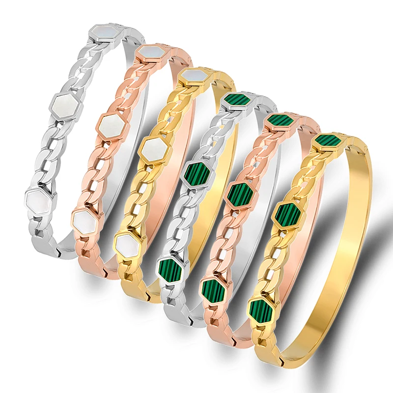 

Luxury Brand Geometric Polygon Bangles & Bracelets for Women Jewelry Accessories Stainless Steel Chain Link Design Bracelets