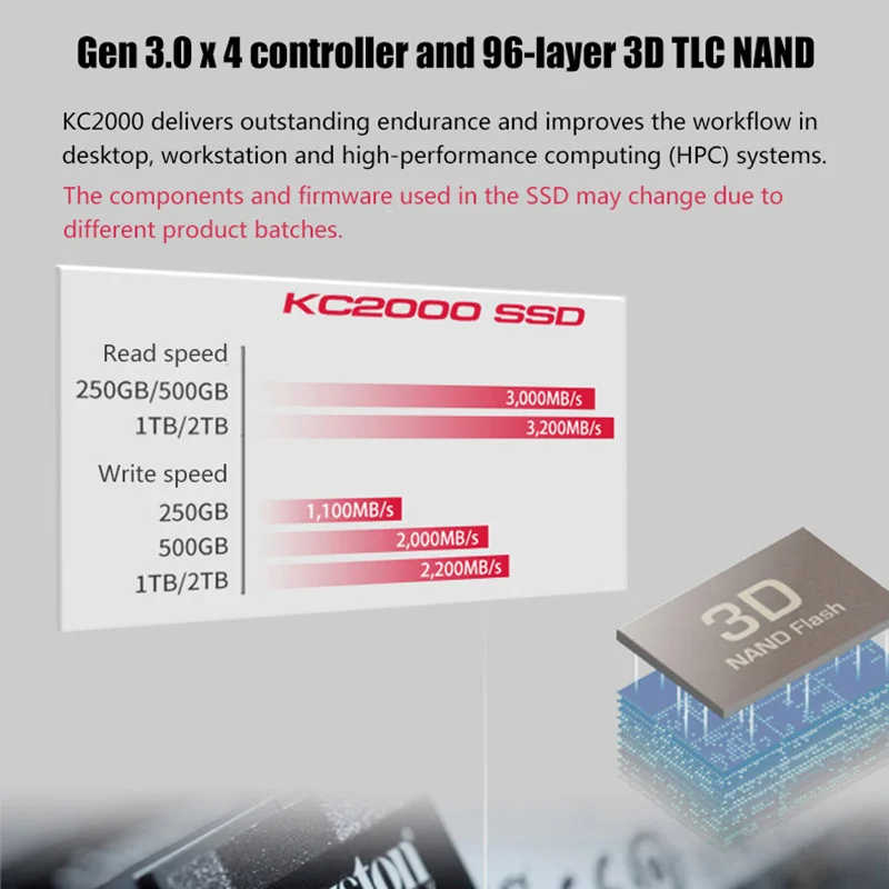 Внутренний твердотельный жесткий диск Kingston KC2000 250G 500G 1 ТБ M.2 2280 SSD для настольных