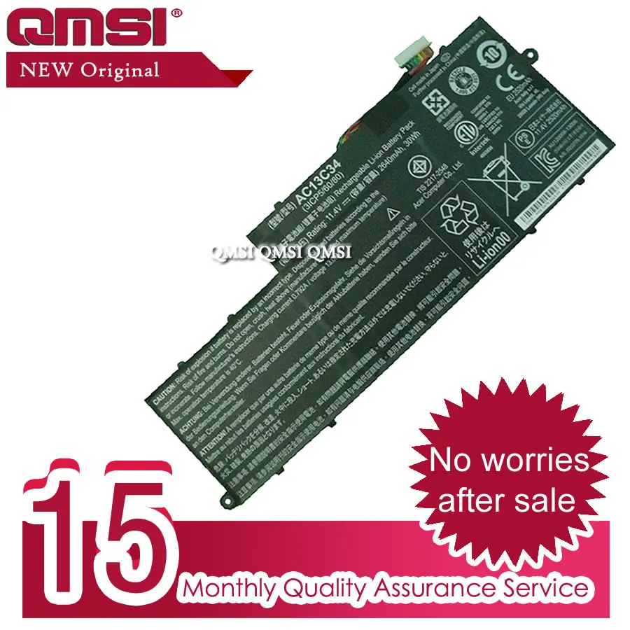 QMSI Оригинальные аккумуляторы для ноутбуков V5-122P AC13C34 батареи AC13C34 11,4 V 2640 mAh 30WH