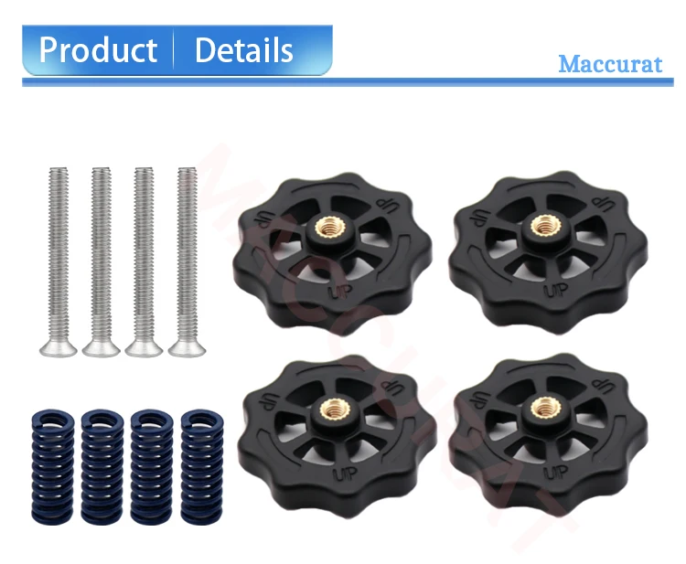Kit De Nivellement Manuel Pour Imprimante 3D – 4 Écrous, 4 Ressorts, 4 Vis Et Tournevis, Compatible Ender 3, CR-10, Etc.