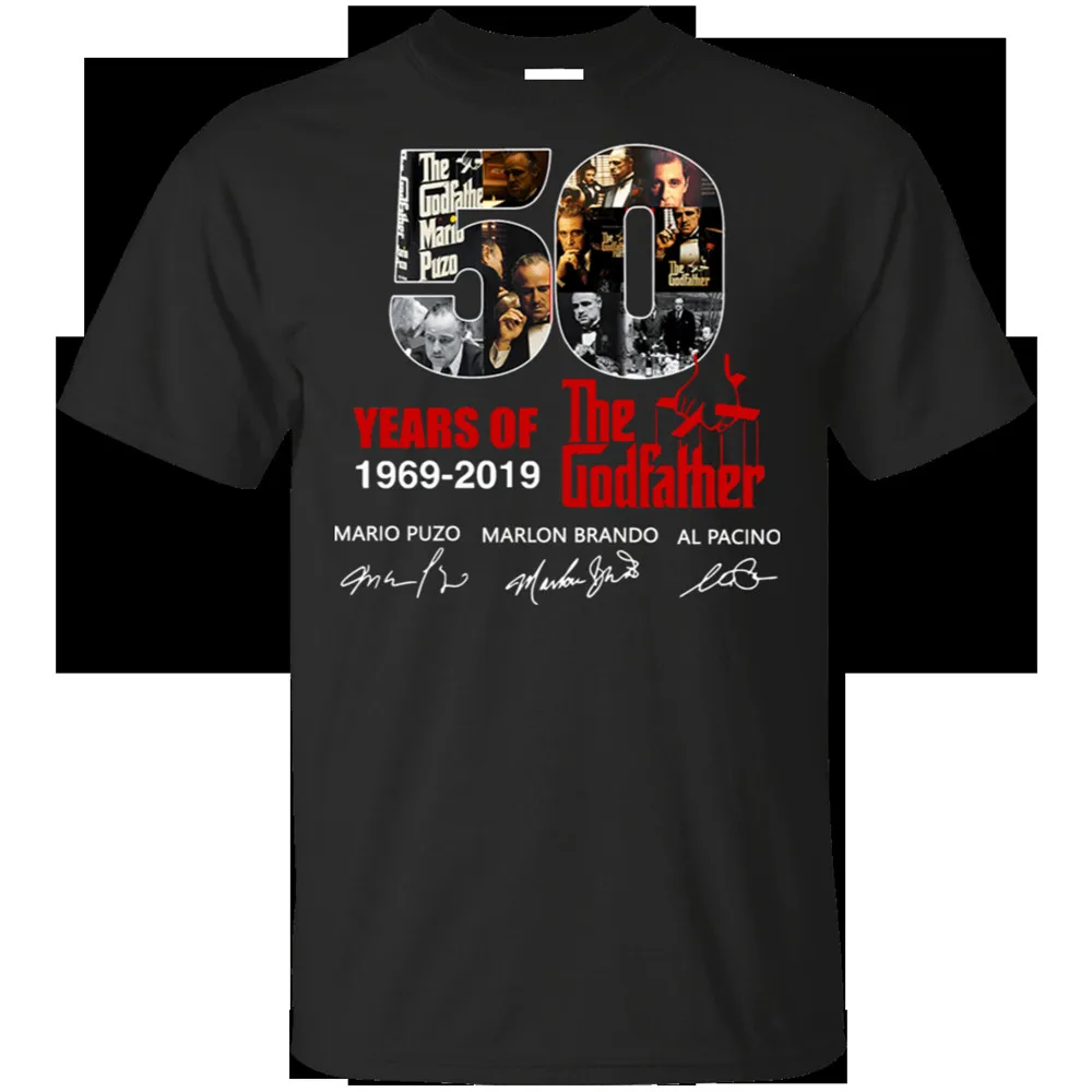 

50 Years Of The Godfather 1969-2020 Signature T-Shirt Black-Navy Short Men-Women Basic Models Tee Shirt