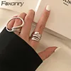 Foxanry 925 Sterling Silver Engagement Rings for Women Exaggerated Jewelry Fashion Simple Distorted Geometric Party Accessories ► Photo 1/6