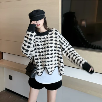 

Sweater Women 2020 New Fashion Net Red Autumn Winter Wave Irregular Hem Alternative Knitted Pullover Loose Casual Z013